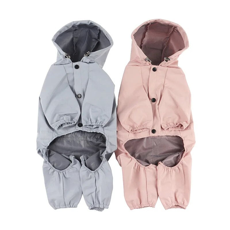 Dog Raincoat Four-Legs Waterproof Reflective Dog Hoodie Coat Jumpsuit Raincoats