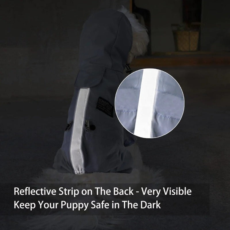 Dog Raincoat Four-Legs Waterproof Reflective Dog Hoodie Coat Jumpsuit Raincoats
