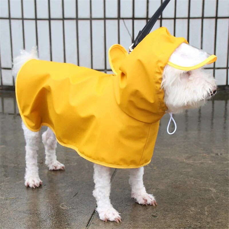 Dog Raincoat Waterproof Soft PU Breathable Dog Rain Jacket With Hood