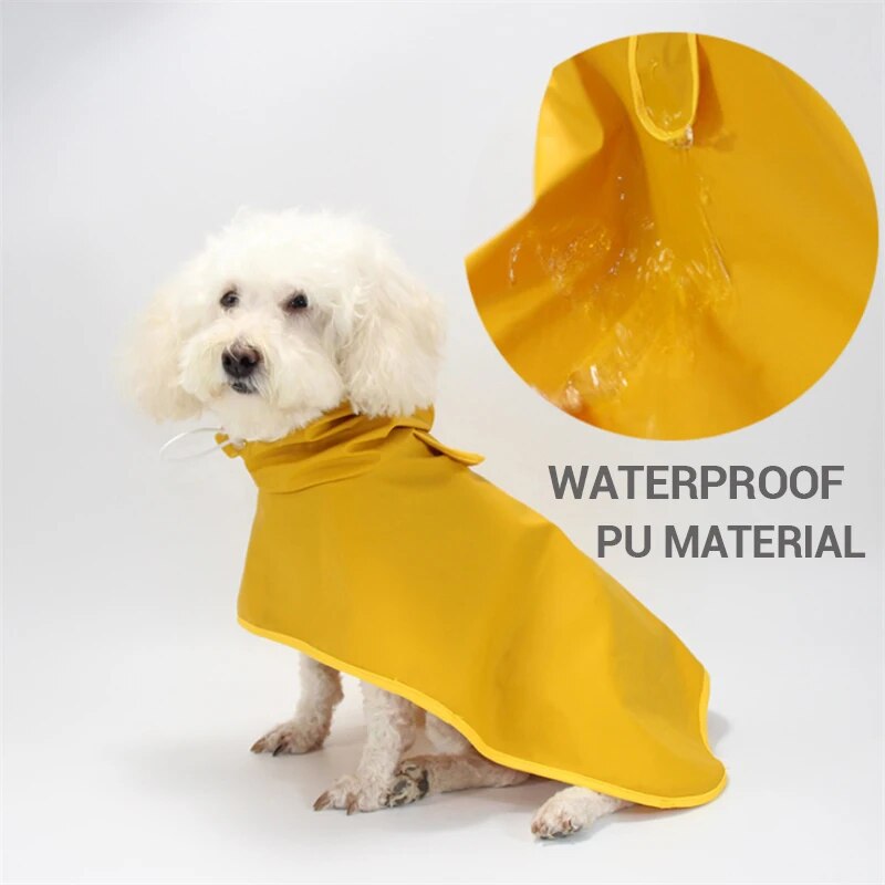 Dog Raincoat Waterproof Soft PU Breathable Dog Rain Jacket With Hood