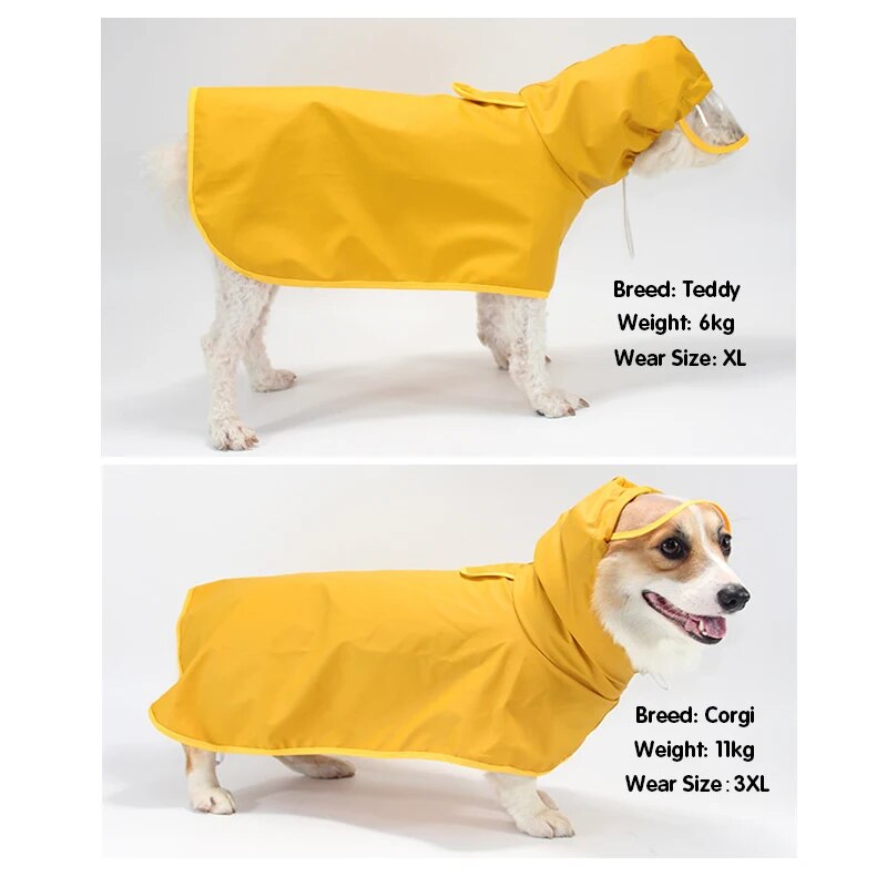 Dog Raincoat Waterproof Soft PU Breathable Dog Rain Jacket With Hood