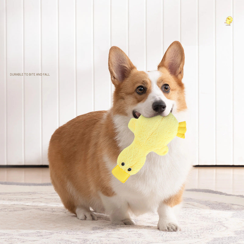 Dog Soft Squeaker Toy No Stuffing Yellow Duck Plush Chew Toy
