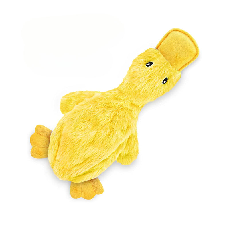 Dog Soft Squeaker Toy No Stuffing Yellow Duck Plush Chew Toy