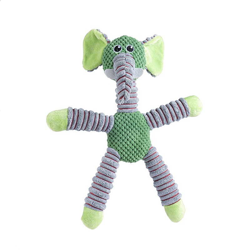 Dog Squeaky Chew Toy Corn Velvet Elephant Bear Pig Animal Shaped Toy