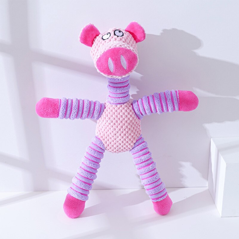 Dog Squeaky Chew Toy Corn Velvet Elephant Bear Pig Animal Shaped Toy