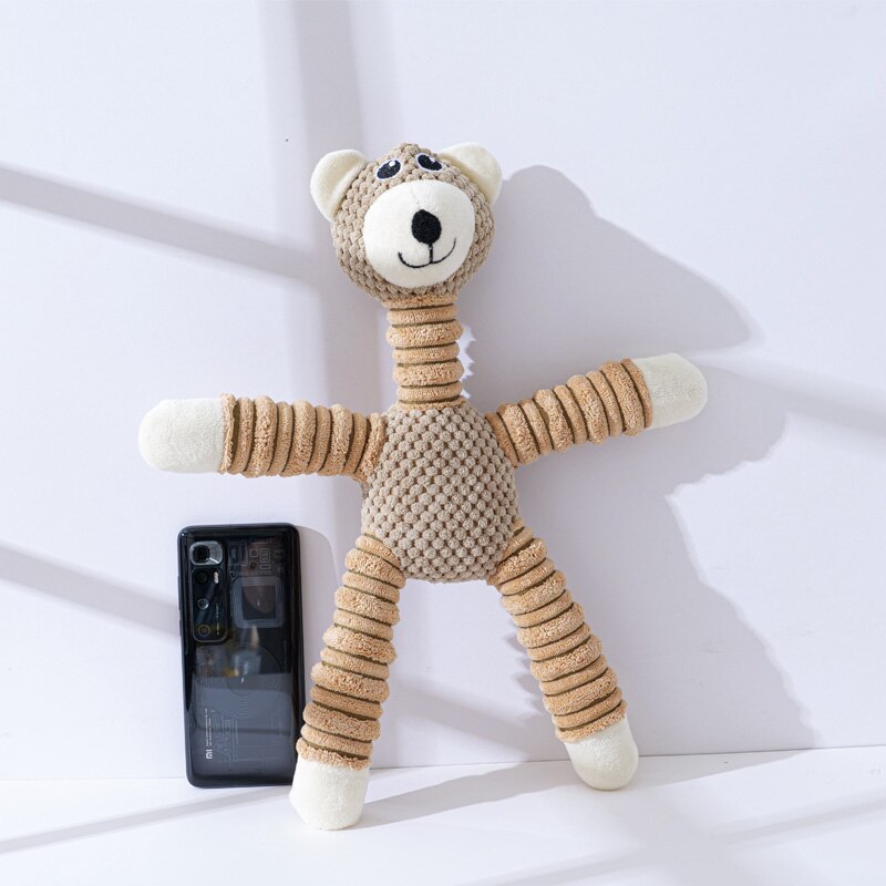 Dog Squeaky Chew Toy Corn Velvet Elephant Bear Pig Animal Shaped Toy