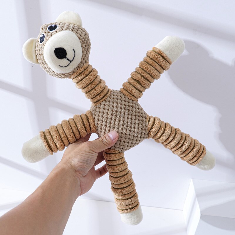 Dog Squeaky Chew Toy Corn Velvet Elephant Bear Pig Animal Shaped Toy