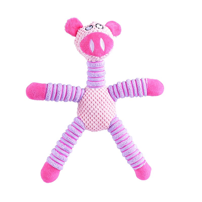 Dog Squeaky Chew Toy Corn Velvet Elephant Bear Pig Animal Shaped Toy