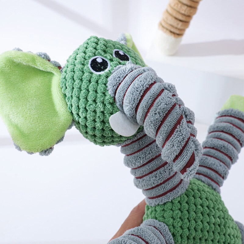 Dog Squeaky Chew Toy Corn Velvet Elephant Bear Pig Animal Shaped Toy