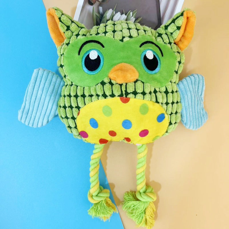 Dog Squeaky Toys With Cotton Rope Interactive Tough Plush Squeaky Rope Toys