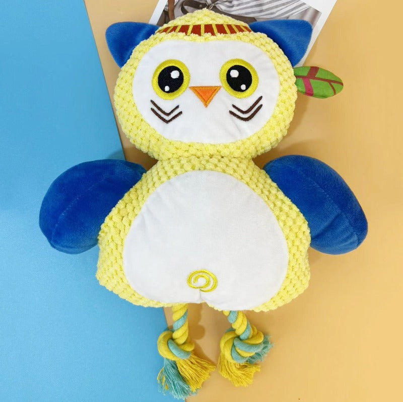 Dog Squeaky Toys With Cotton Rope Interactive Tough Plush Squeaky Rope Toys