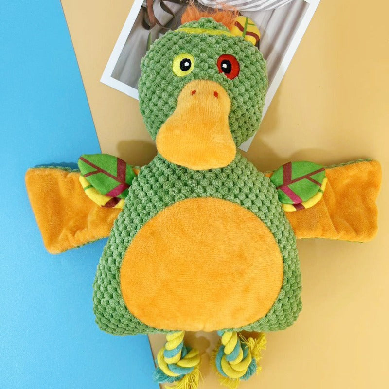 Dog Squeaky Toys With Cotton Rope Interactive Tough Plush Squeaky Rope Toys