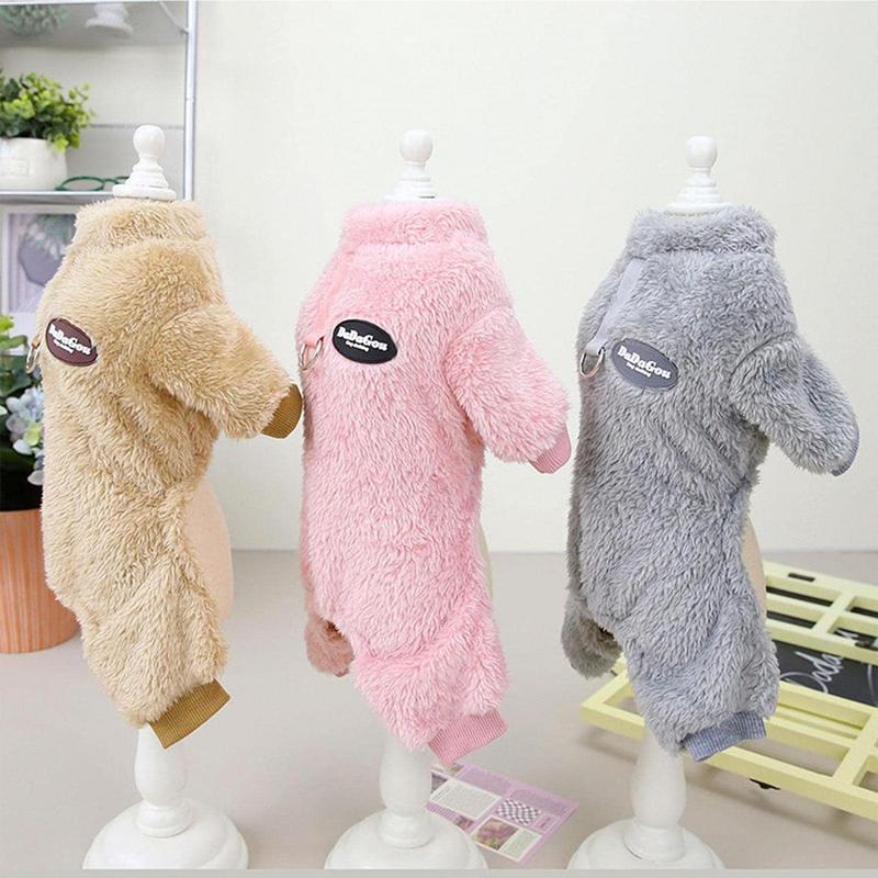 Dog Sweater with D-Ring Dog Pajamas Doggy Pjs Fleece Jumpsuit Apparel