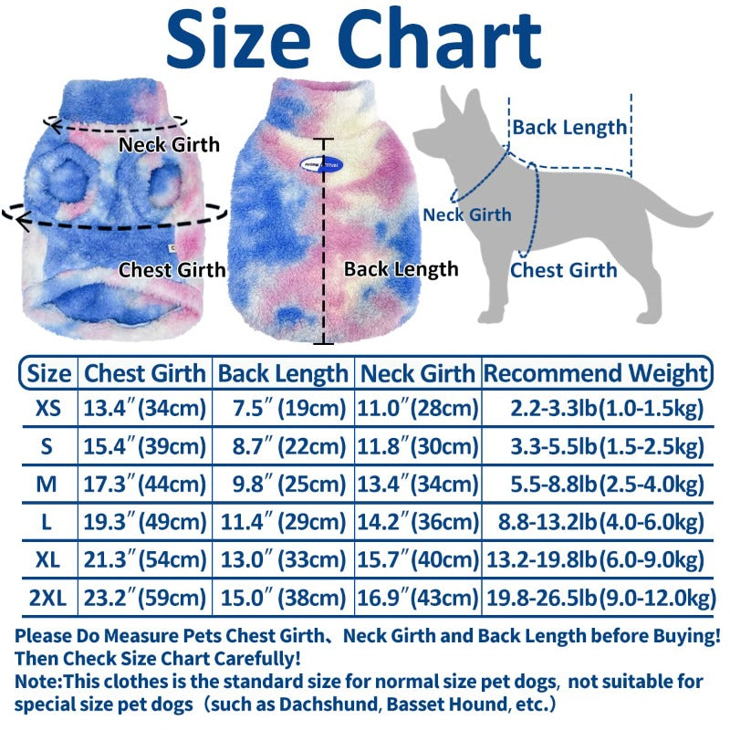 Dog Tie Dye Sweater Skin Friendly Soft Breathable Stretch Fleece