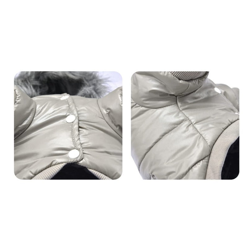 Dog Warm Coat Pet Dog Down Jacket Outdoor Snow Hoodie Jacket with Double Pockets