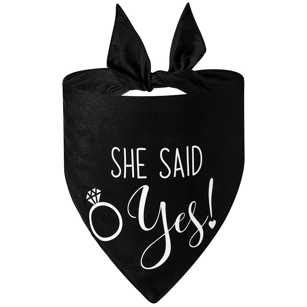 Dog Wedding Bandana My Humans are Getting Married She Said Yes Pet Triangle Bib