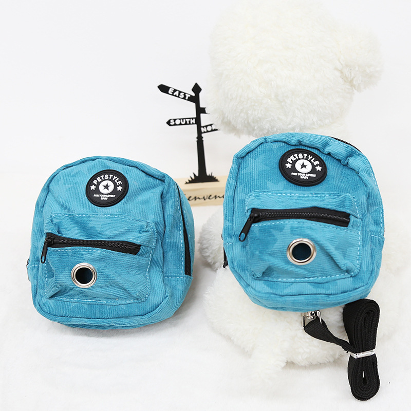 Dog Backpack Harness with Leash Adjustable Travel Hiking Walking Harness Backpack