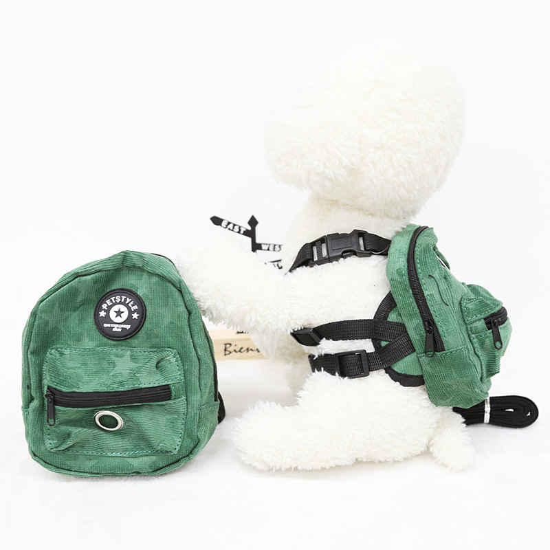 Dog Backpack Harness with Leash Adjustable Travel Hiking Walking Harness Backpack