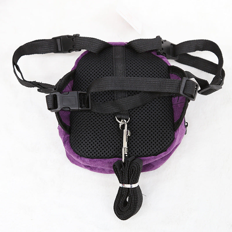 Dog Backpack Harness with Leash Adjustable Travel Hiking Walking Harness Backpack