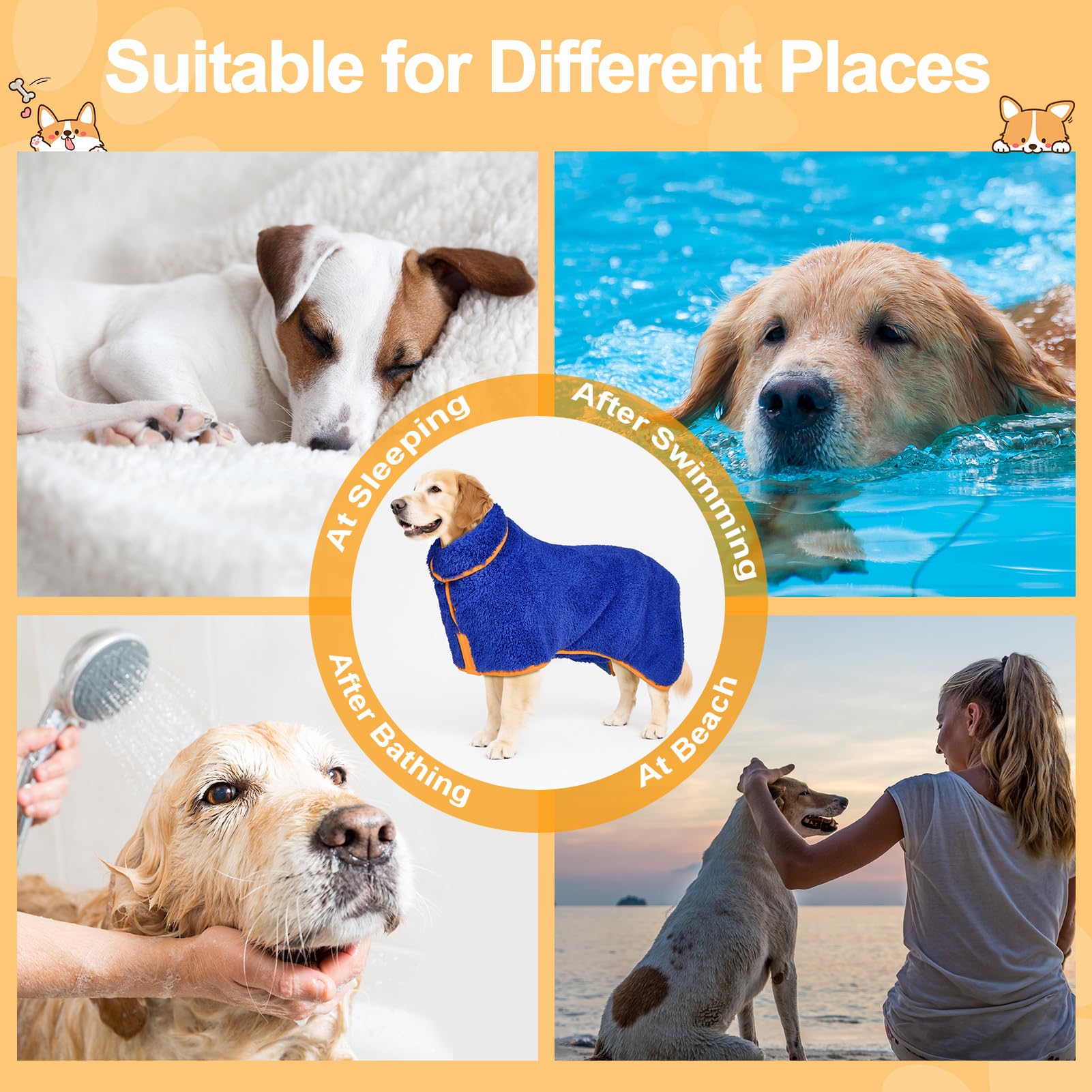 Dog Bathrobe Quick Drying Super Absorbent Dog Robes