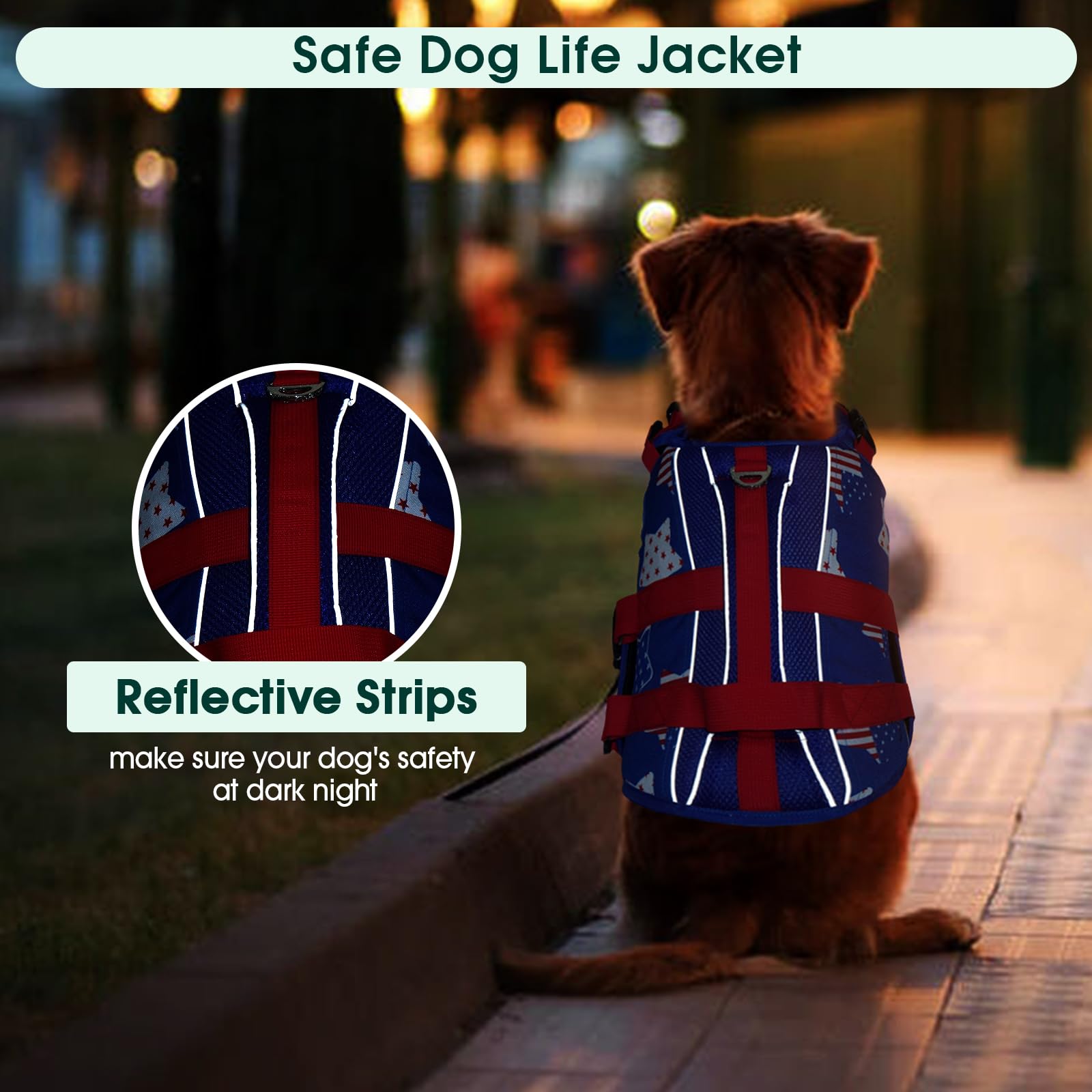 Dog Life Jacket High Flotation Dog Life Vest With Reflective & Rescue Handle For Swimming Boating