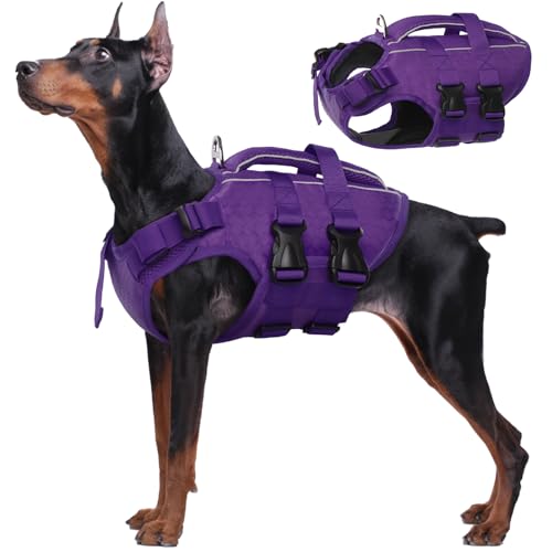 Dog Life Jacket High Flotation Dog Life Vest With Reflective & Rescue Handle For Swimming Boating