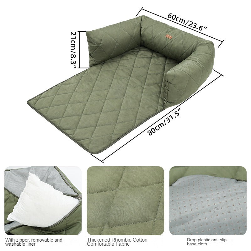 Dog Sofa Bed Mat With Zipper, Removable And Washable Liner