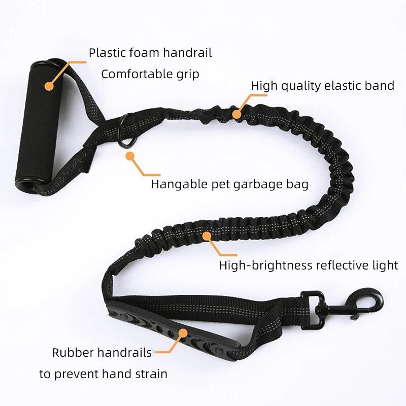 Explosion Proof Punch Large Dog Leash Reflective Elastic Dog Leash With Carabiner