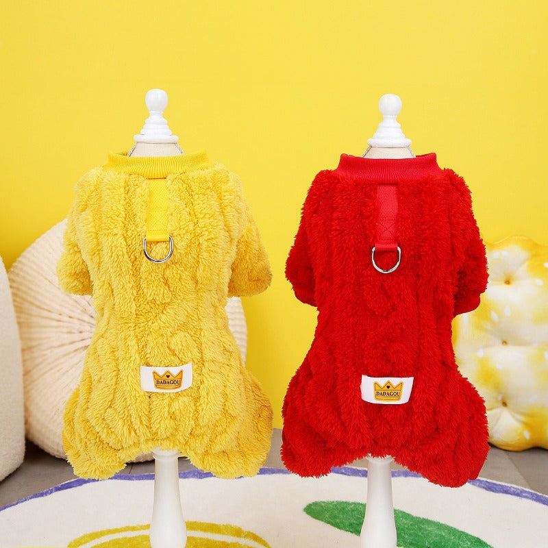 Fleece Pet Dog Jumpsuit Winter Warm Pajamas French Bulldog Costume
