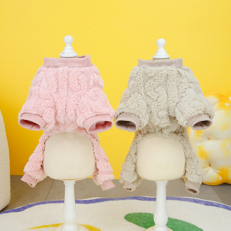 Fleece Pet Dog Jumpsuit Winter Warm Pajamas French Bulldog Costume