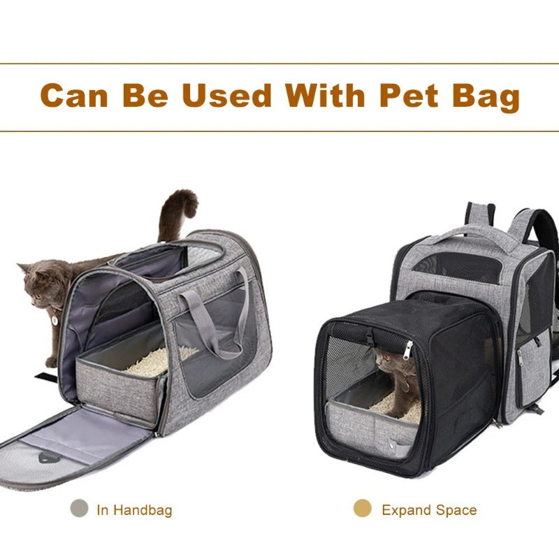 Portable Foldable Cat Travel Litter Box With Zipper Waterproof Oxford Cloth PP Board
