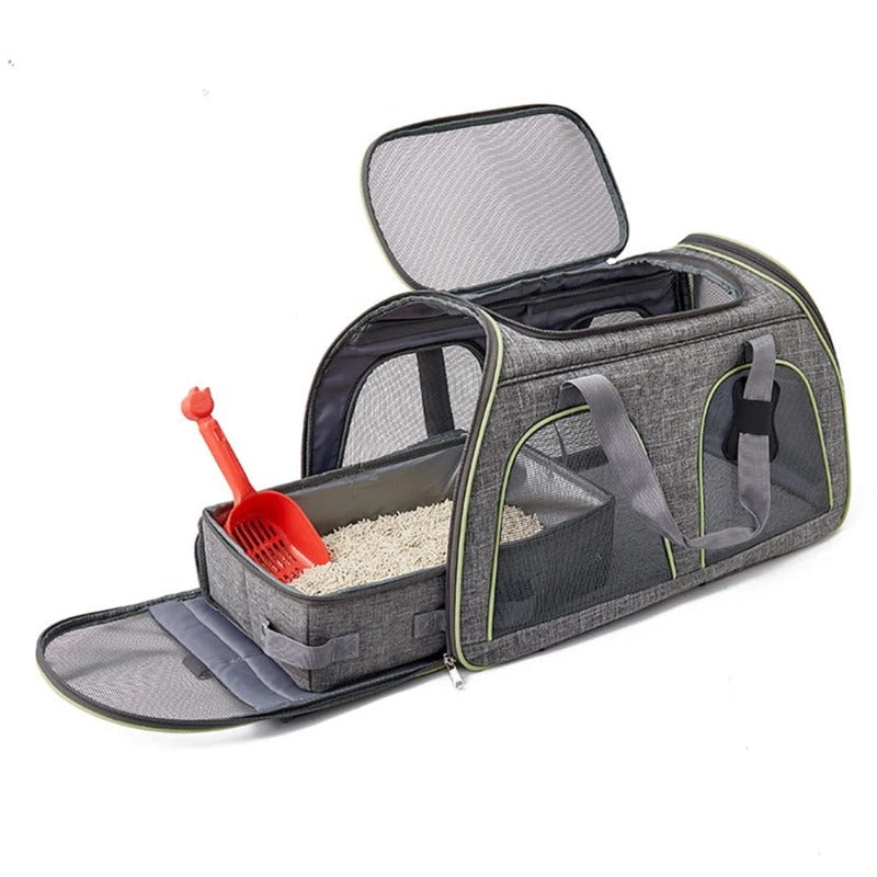 Portable Foldable Cat Travel Litter Box With Zipper Waterproof Oxford Cloth PP Board