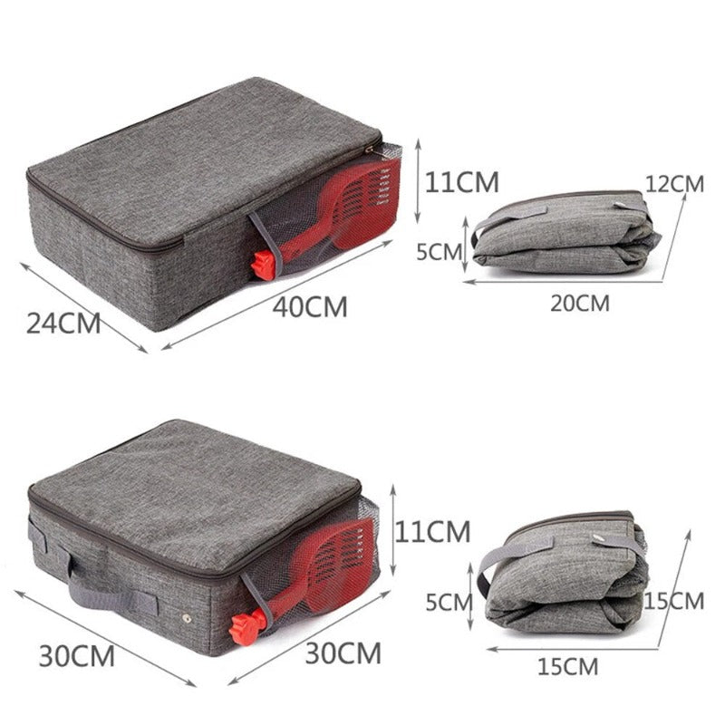 Portable Foldable Cat Travel Litter Box With Zipper Waterproof Oxford Cloth PP Board