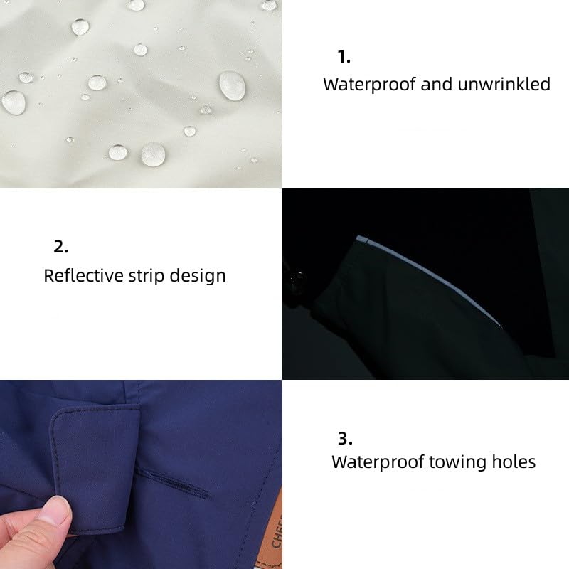 Four-Legged Waterproof Dog Raincoat with Night Reflective Strip and Hat Hooded Rain Coat Jacket