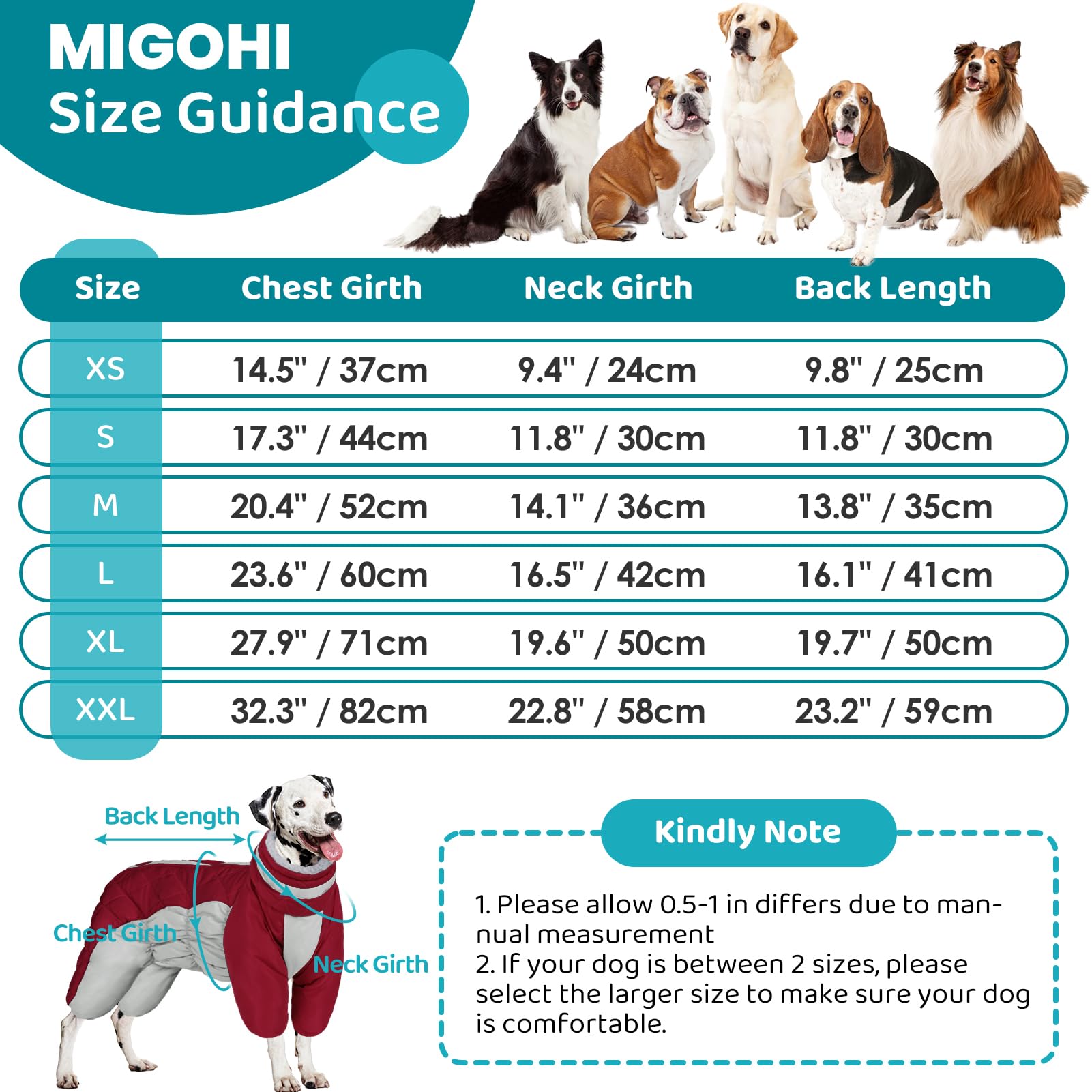 Four-Legged Windproof Waterproof Dog Snowsuit Dog Coat with Zipper Turtleneck Fleece Dog Jacket