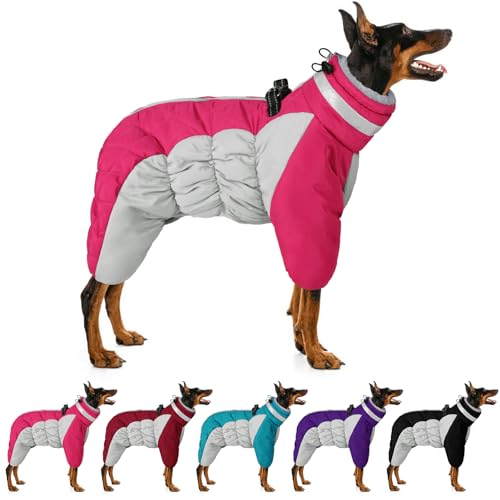 Four-Legged Windproof Waterproof Dog Snowsuit Dog Coat with Zipper Turtleneck Fleece Dog Jacket