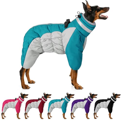 Four-Legged Windproof Waterproof Dog Snowsuit Dog Coat with Zipper Turtleneck Fleece Dog Jacket