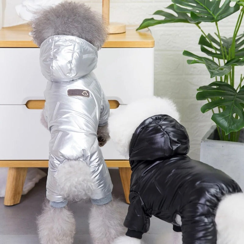 Fullbody Dog Coat with Winter Warm Fleece Lining Waterproof Windproof Dog Jacket Hooded Snowsuit