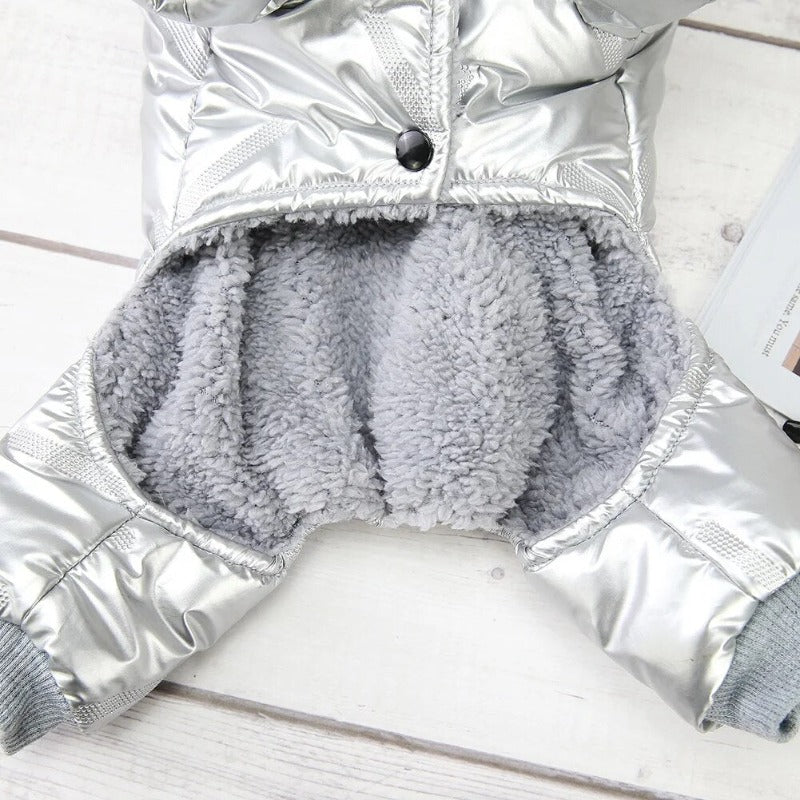 Fullbody Dog Coat with Winter Warm Fleece Lining Waterproof Windproof Dog Jacket Hooded Snowsuit