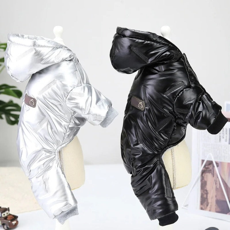 Fullbody Dog Coat with Winter Warm Fleece Lining Waterproof Windproof Dog Jacket Hooded Snowsuit