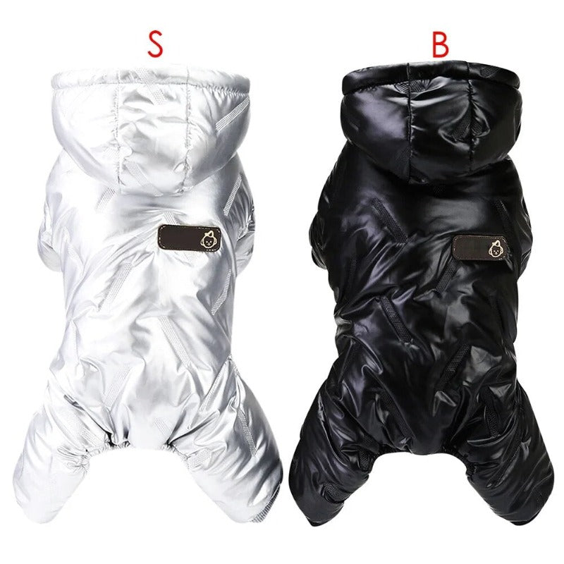 Fullbody Dog Coat with Winter Warm Fleece Lining Waterproof Windproof Dog Jacket Hooded Snowsuit