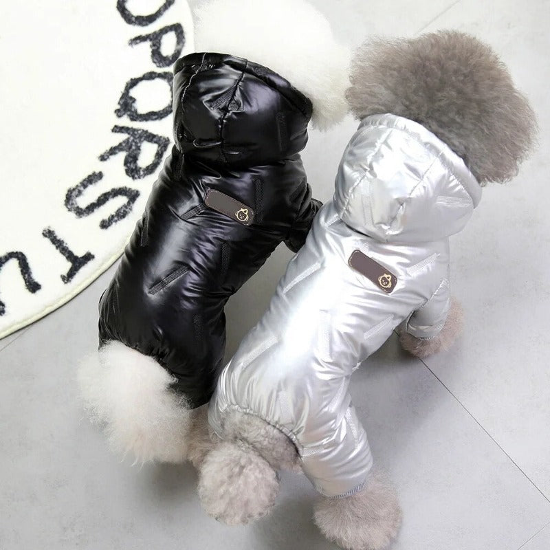 Fullbody Dog Coat with Winter Warm Fleece Lining Waterproof Windproof Dog Jacket Hooded Snowsuit