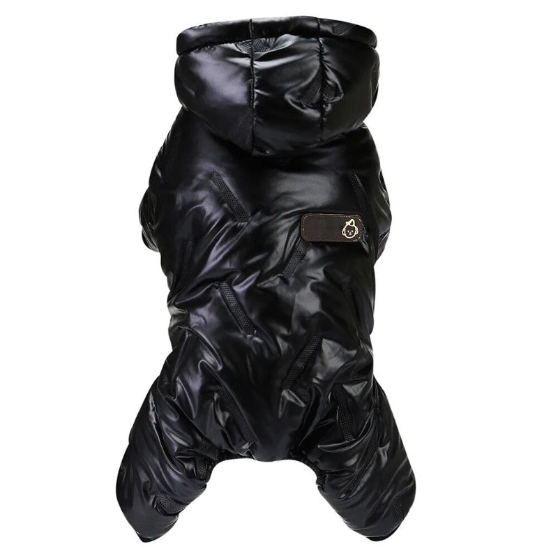 Fullbody Dog Coat with Winter Warm Fleece Lining Waterproof Windproof Dog Jacket Hooded Snowsuit
