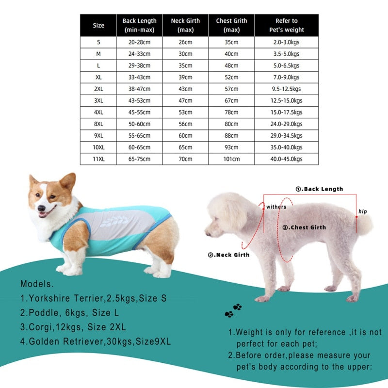 Summer Pet Dog Cooling Vest Reflective Quick-Cooling Dog Jacket