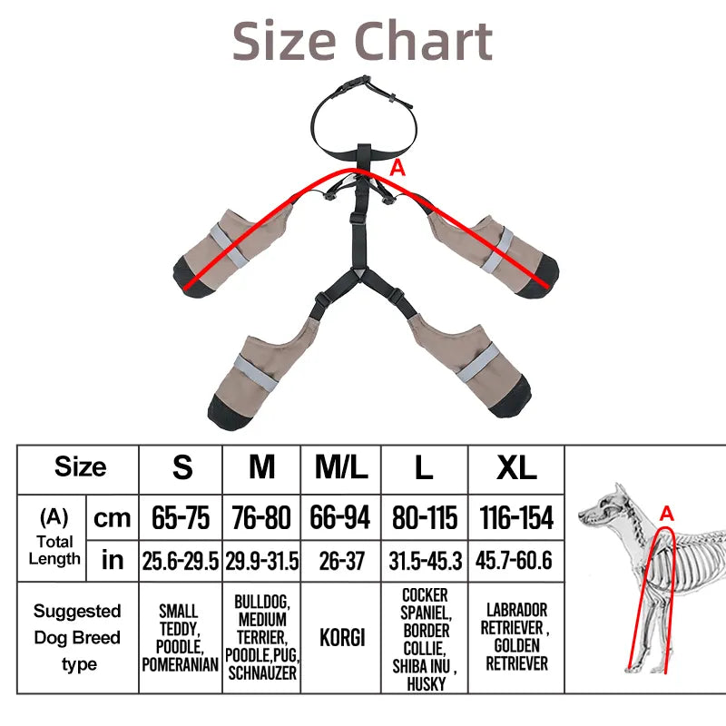 Waterproof Reflective Dog Boots Outdoor Walking Running Hiking Booties