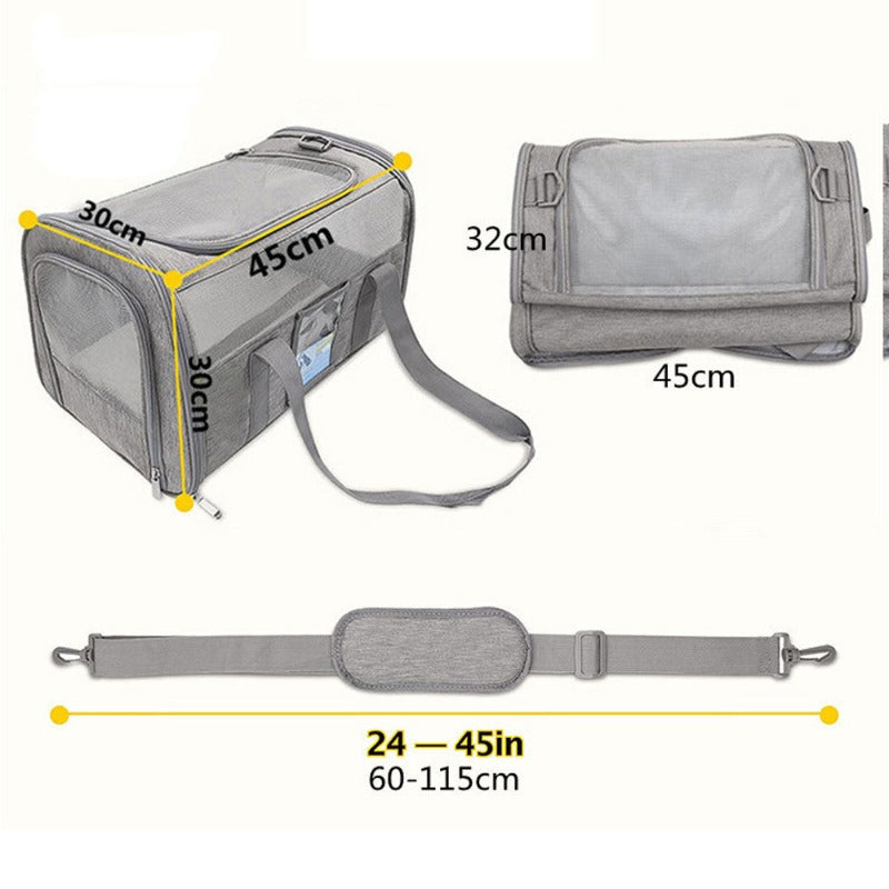 Pet Carrier Bags Transport Bag With Locking Safety Zippers Portable Outdoor Travel Handbag