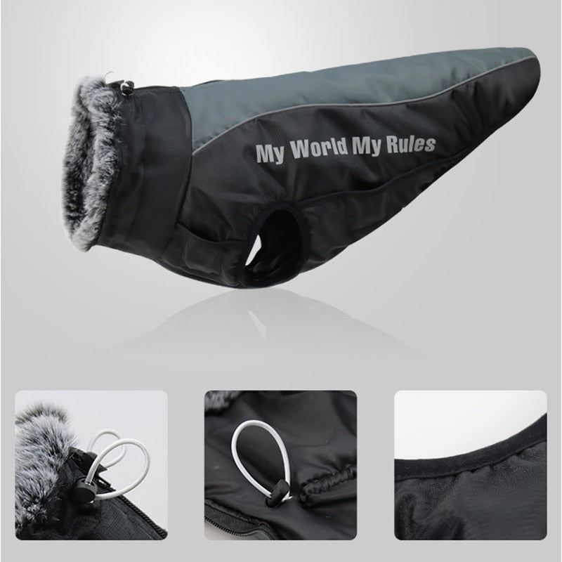 Large Dogs Winter Warm Jacket Waterproof Reflective