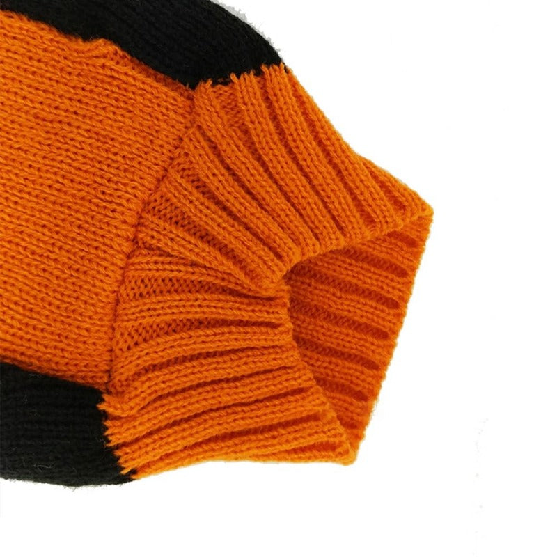 Halloween Dog Sweater Thick High Collar Thick Pumpkin Pattern Sweater