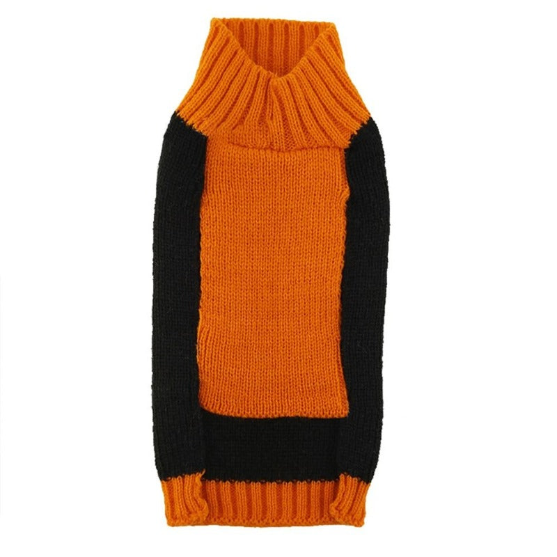 Halloween Dog Sweater Thick High Collar Thick Pumpkin Pattern Sweater