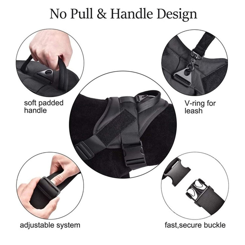 Dog Harness Leash Set Tactical Chest Vest Adjustable
